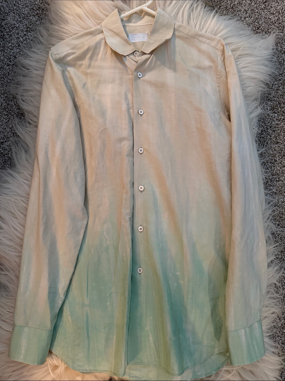 Prada Cream-Ombre Green Button-Up Shirt
